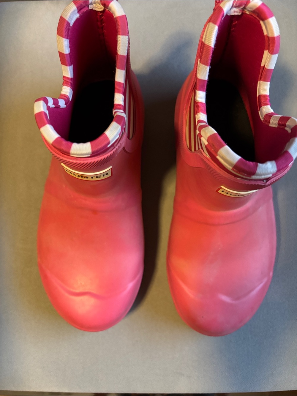 Hunter Kids Hot Pink Waterproof Play Boots with Striped Cuff